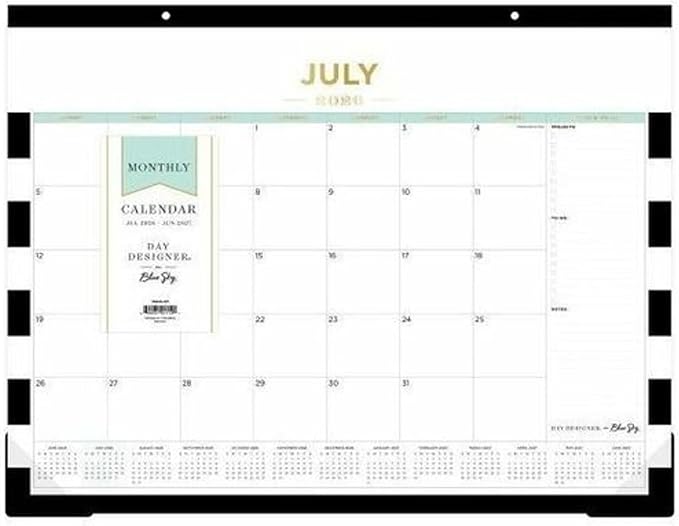DESK PAD PLANNING CALENDAR DD RUGBY STRIPE BLACK - 22X17 AY26-27 MONTHLY