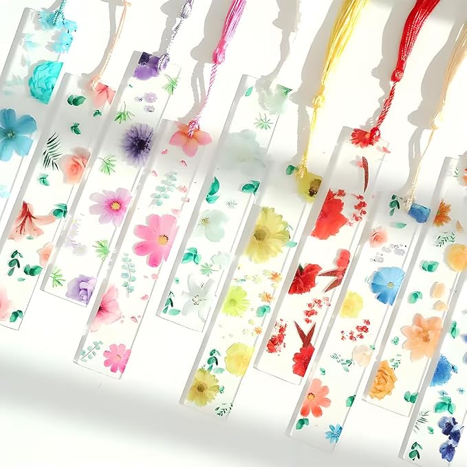 8 PCS Bookmarks Transparent Floral Bookmark Book Accessories Gifts for Teachers Friends Women Lovers