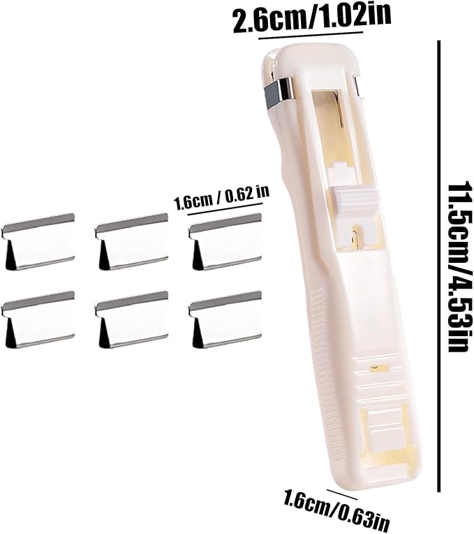 Clam Clip Dispenser - 50 Reusable Binders, Stackable Design, Punch Free Stapler, Reusable Push Stapler | Binder Clips Suitable for Home, School, Desk, and Office