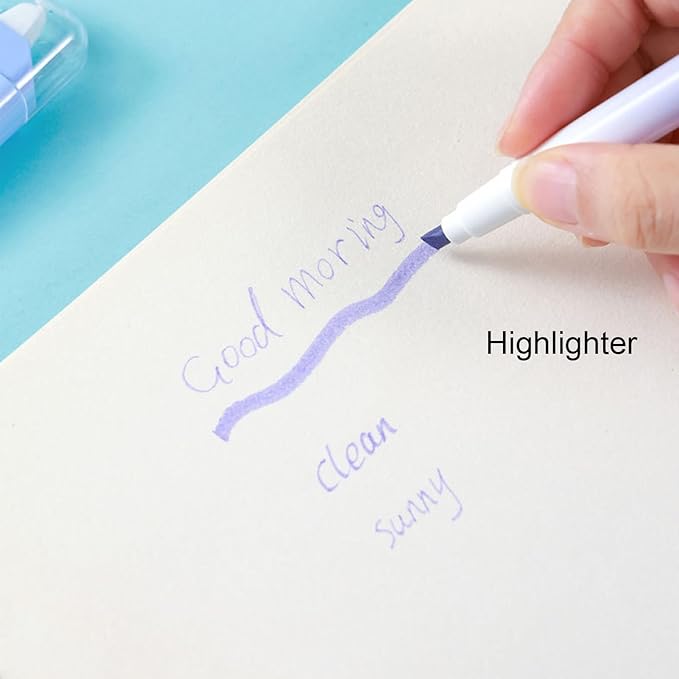 MOZXIRZ 7 Pcs Cute Purple Stationery Set for Women Office Supplies Back to School Supplies Kawaii Stationery Gift Including Pen Pencil Eraser Highlighter (Purple)