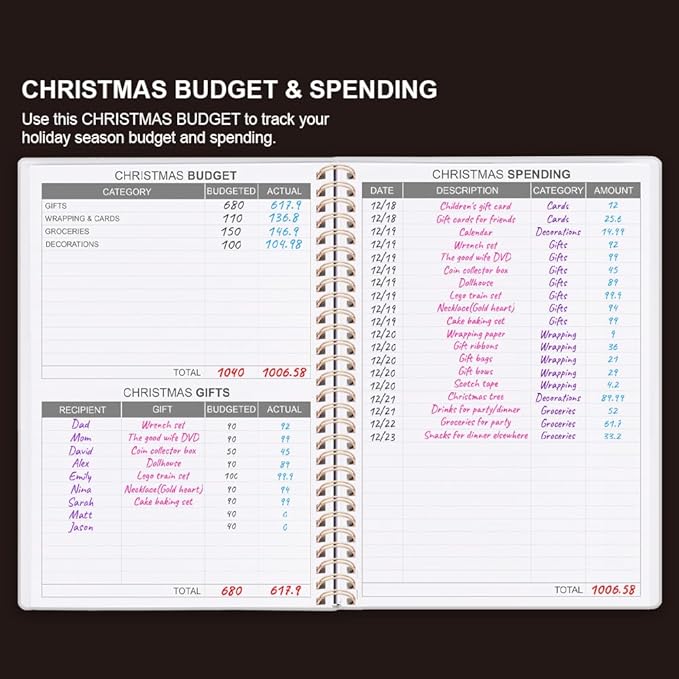 Budget Planner - Monthly Budget Book with Expense Tracker Notebook, Undated 12 Month Bill Organizer & Finance Planner to Manage Your Money, Account Book with Colorful Tabs, 8" x 9.5", Black
