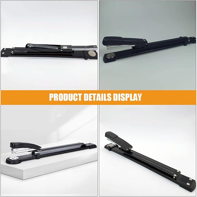 HANABASS Long Reach Manual Stapler Thickened Binding Desktop Stapler with Hole Punch for Office and School Use