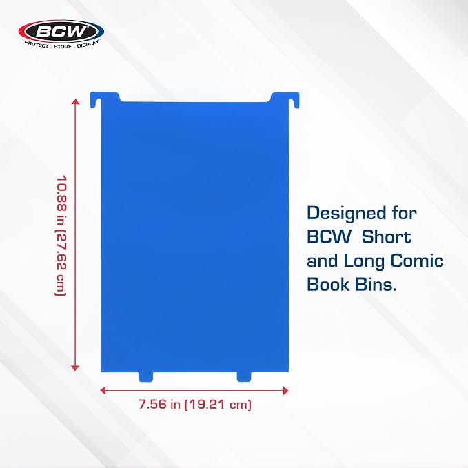 BCW Comic Bin Partitions | Exclusive Organizer for Short and Long Comic Book Bins | Notched, Tabbed, and Structurally Supportive Dividers (Blue, 3 Pack)