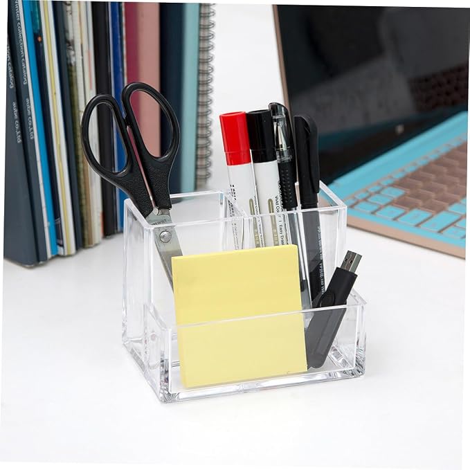 DOITOOL 1pc Creative Transparent Acrylic Desktop Organizer for Office Supplies Makeup and Sundries Versatile Storage Case for Pens Markers Jewelry and More