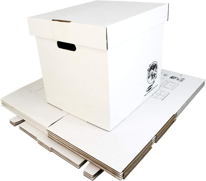 Durable Set of 5 12 inch Vinyl Record Storage Boxes - Heavy-Duty Cardboard Construction with Removable Lid - Holds Up to 90 Records Each - Built Tough for Long-Term, Secure Archival Storage - #12BC13