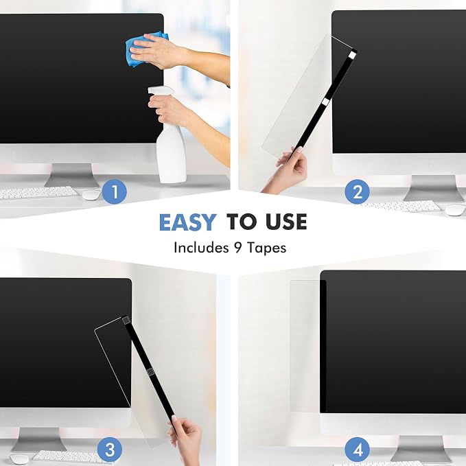 DOLLAR BOSS 3 Pcs Monitor Memo Board, 11" x 3.1" Clear Acrylic Office Desk Accessories, Computer Screen Side Note Holder Transparent Message Board for Sticky Notes Reminders & Memos, Fits PC & Laptop