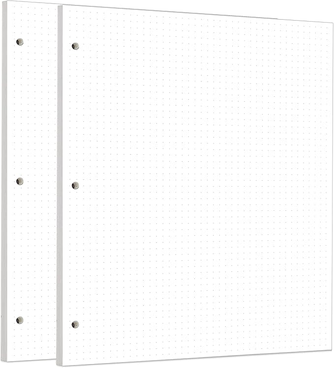 Zelten 2 Pack Letter 90 Sheets/180 Pages Dotted Loose Leaf Punched Paper Refills Paper for 3 Hole Binder Personal Organizer Diary Notebook Refillable Planner