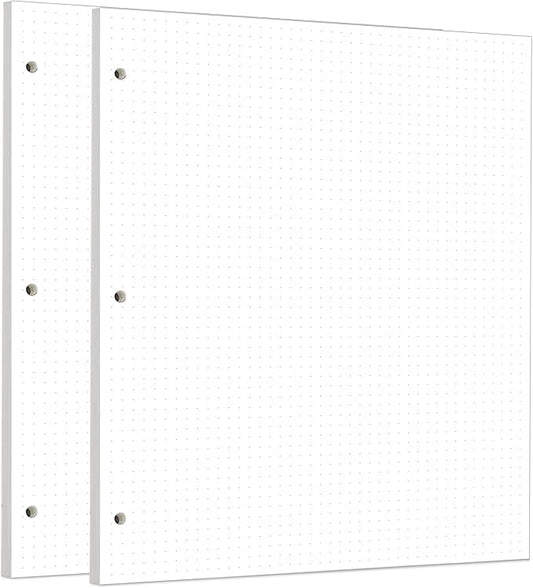 Zelten 2 Pack Letter 90 Sheets/180 Pages Dotted Loose Leaf Punched Paper Refills Paper for 3 Hole Binder Personal Organizer Diary Notebook Refillable Planner