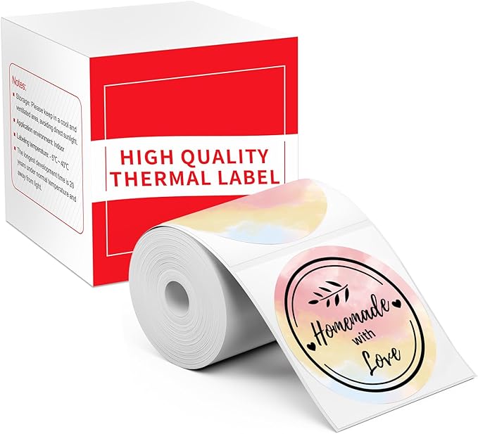 M110 Labels, Compatible with M100/M110/M120/M260/M220/M150/M421/241BT/243BT, 1.96" x 1.96"(50x50 mm), Thermal Circle Gradient Color Paper for Logo/Thank You Label/Small Business/,140 Pcs/Roll
