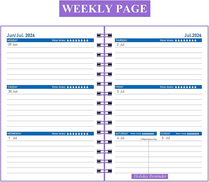 Planner 2026-2027, Weekly and Monthly Planner 2026-2027 Academic Year (July 2026-June 2027), 18 Months Calander Planner, Daily Agenda Book for School Student, Teachers, Office Supplies, Home, 8.2"×5.5" (JUL.2026-DEC.2027 Deep Purple)