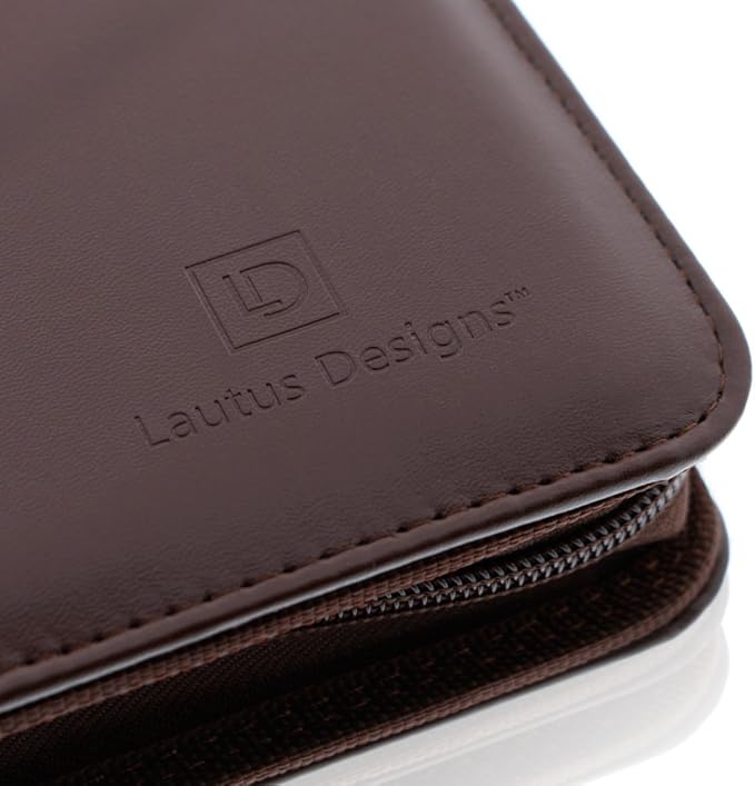 Customized Junior Zippered Leather Padfolio - Name/Logo Printed on Dark Brown PU Leather Portfolio Binder & Organizer Folder with 8 Inch Tablet Sleeve & with Junior Legal Notepad