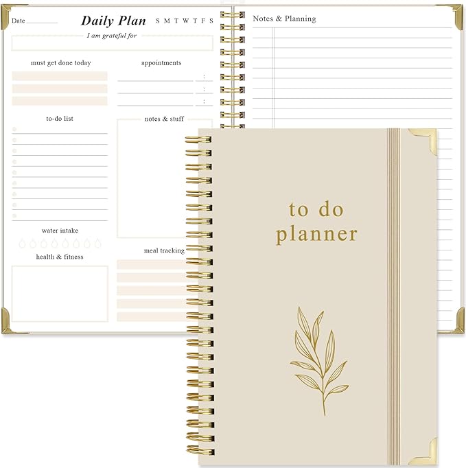 To Do List Notebook - Aesthetic Daily Planner to Easily Organize Your Tasks And Boost Productivity - Undated Planner for School or Office Supplies, 5.8" x 8.5", Beige