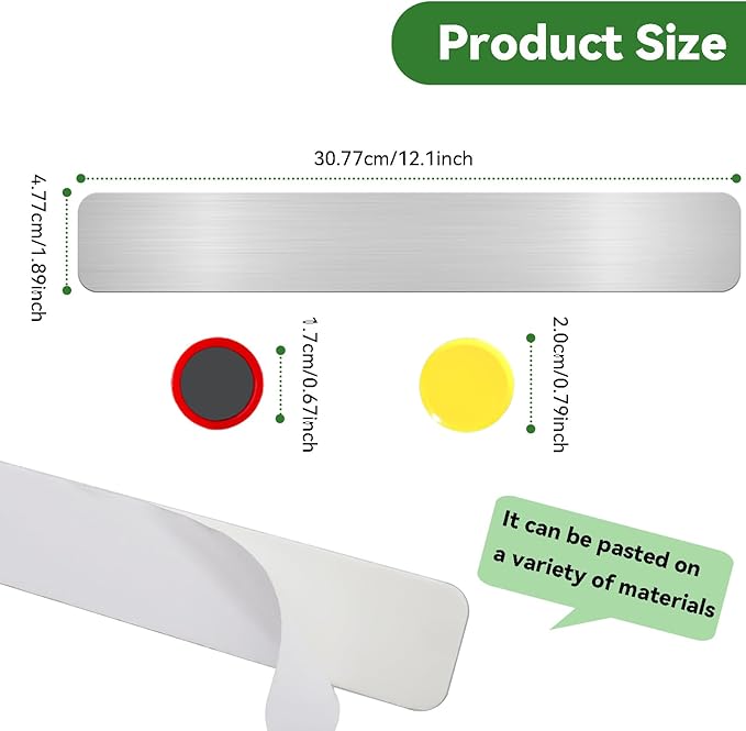 ZDZBLX Magnetic Board Bulletin Board Strips – 6 Pack Stainless Steel Frameless Magnet Boards with Adhesive Backing, Memo Bar for Wall, Office, School, Home Organization, Metal Strip Includes 10 Magnet
