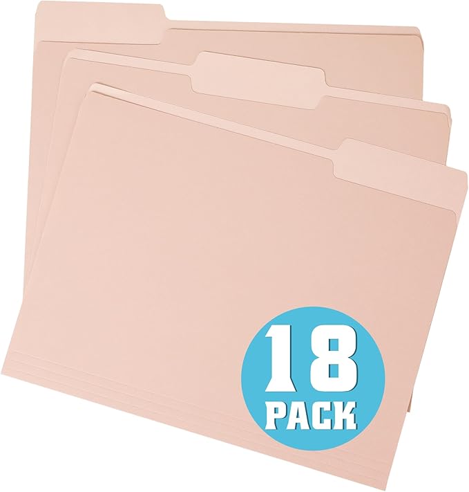 pmybupo Peachy-Pink File Folders,18 Pack Colored Manilla Folders 8.5x11,Colored File Folders Home Office School Supplies for Documents Files Paper