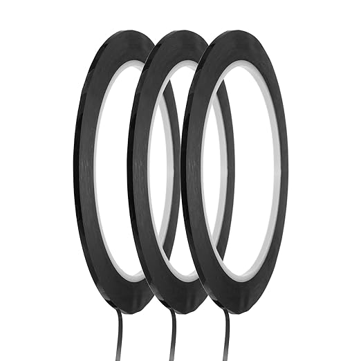 MECCANIXITY Whiteboard Tape 5/64" / 2mm Self Adhesive Graphic Chart Line Tape 72 Yard Grid Marking Stickers for Pinstripe Dry Erase Board Scrapbooking DIY Art Crafts, Black, Pack of 3