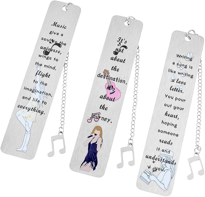 TTPD Inspired Book Girl Bookmark, Showgirl Keyhole Design, Acrylic Page Marker, Key Lock Shape, 3 Pack, Reading Gift for Book Lovers (3pcs Metal Bookmarks)