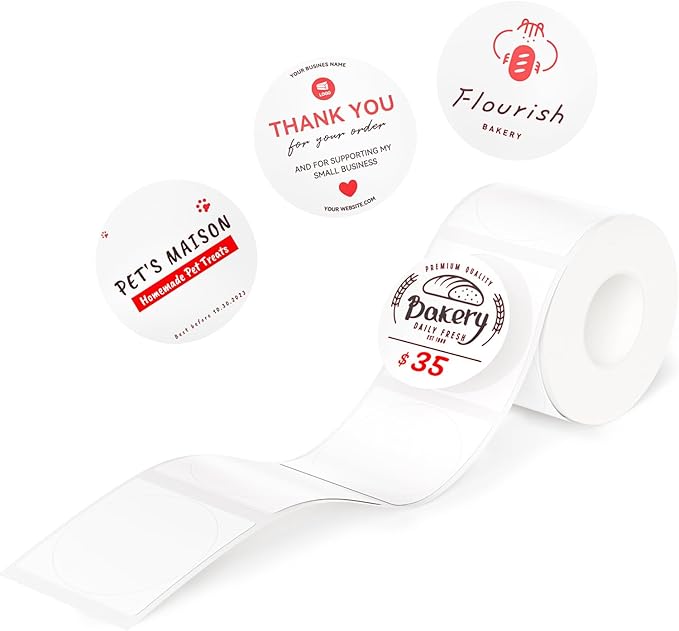 NIIMBOT Refill Label- 300DPI Red & Black Dual Color Sticker Paper Round (1.18"x1.18"/30x30mm) for School, Office, Retail, Baking & Safety Labels - Compatible with Pro Series Label Makers