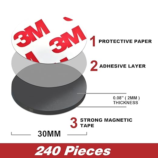Classroom Must Haves,Magnet with Adhesive Backing,Round 1.2" - 240PCS,Bulk Package Magnetic Stickers for Decoration - Teacher Supplies
