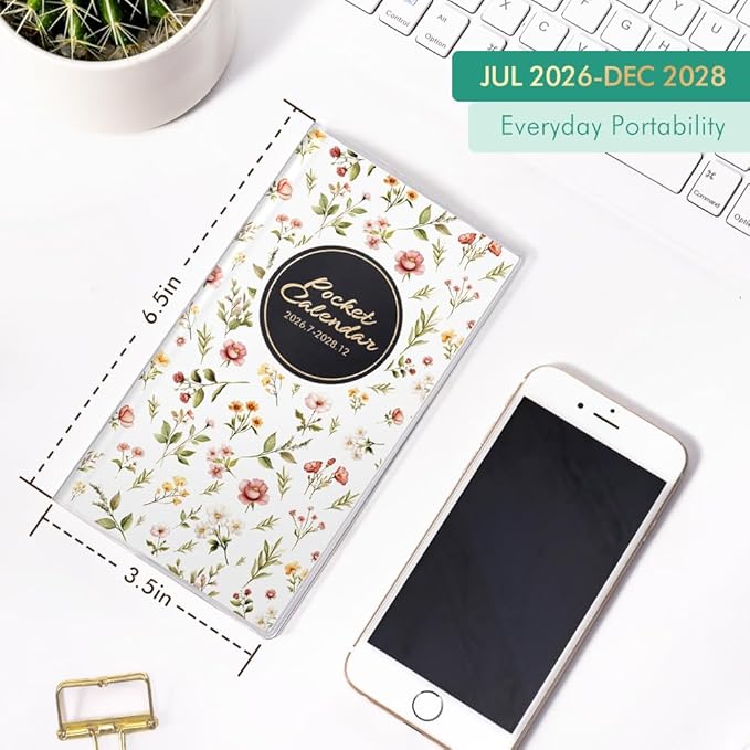 Pocket Calendar 2026-2028 for Purse,Small Pocket Planner 2026-2028 for Purse 3.5×6.5In,30 Month Organizer from Jul 2026 to Dec 2028 Mini Planner with Pvc Cover for Organizing & Planning
