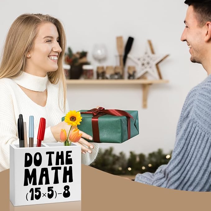 Funny 67 Math Teacher Pencil Holder Decor Teacher Appreciation Gifts for Office Mathematician Math Lover Gifts math Theme Wooden Organizer Vase for Office Home Desk Table