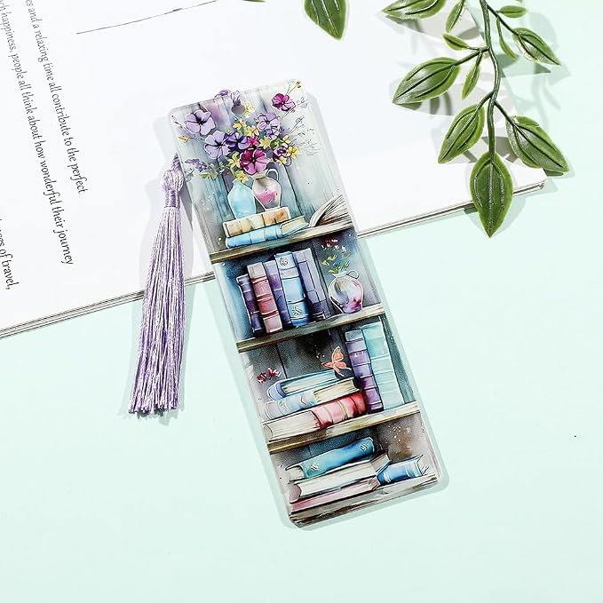 Colorful Art Flower Bookshelf Bookmark - Romantic Artsy Vibe Bookmarks, Perfect Reading Gift for Book Lovers, Bookworms and Friends (2pcs/Set B)