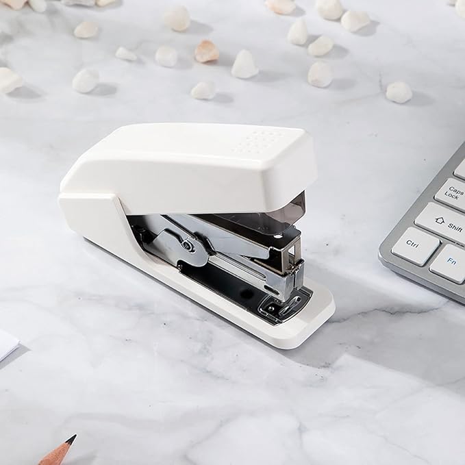 Desk Stapler Labor-Saving Desktop Stapler The Office Desktop Stapler Has a Capacity of 20 Sheets Ergonomically Suitable for Document Binding School Supplies (Color : White)