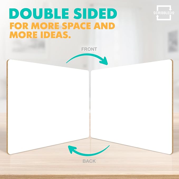 Scribbledo 3 Pack 9x12 Inch Small Dry Erase Boards, Mini Whiteboards Handheld Lapboards for Students, Home, Office, and Kitchen Use Dry Erase Board
