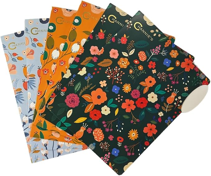 Channie’s Premium File Folders – 6-Pack Vibrant Bold Floral Design in Blue, Yellow & Green – 8.75” x 10.25” Decorative Office Folders for Stylish Organization