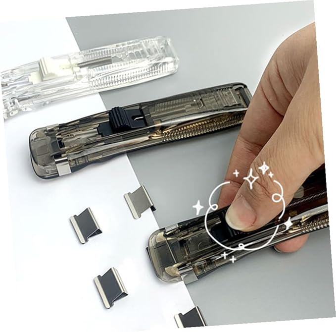 VALICLUD Portable Desktop Stapler with Refill Clips and Paper Clamp Handheld Binder Clip Stapler for Office Document Organization and File Binding Set