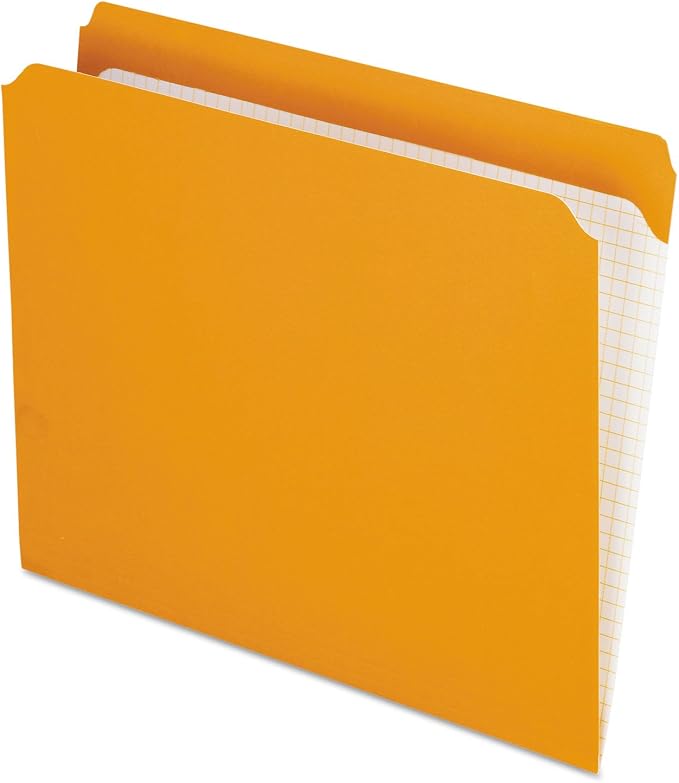 Pendaflex Color File Folders with Interior Grid, Letter Size, Orange, Straight Cut, 100/BX (R152 ORA)
