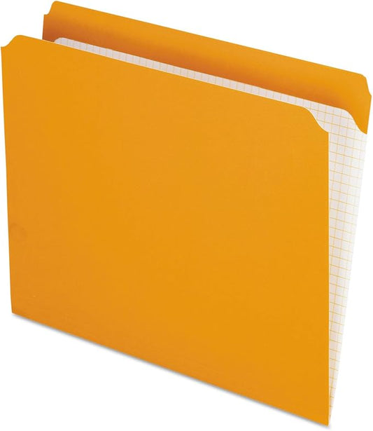 Pendaflex Color File Folders with Interior Grid, Letter Size, Orange, Straight Cut, 100/BX (R152 ORA)