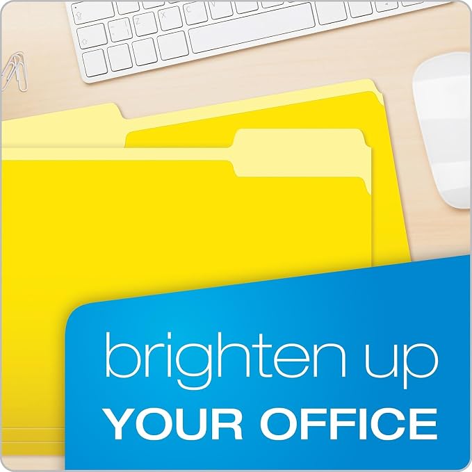 Pendaflex Interior File Folders, 1/3 Cut, Top Tab, Letter Size, Yellow, 100 per Box (4210 1/3 YEL)