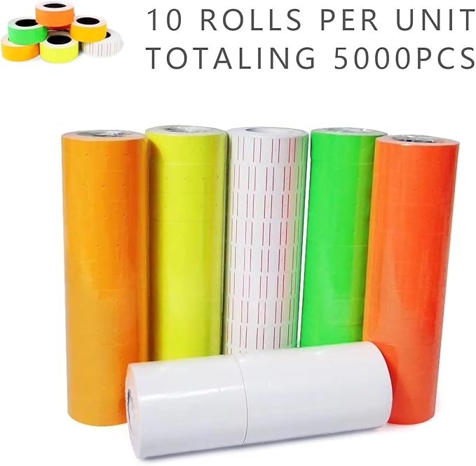 Pricemarker Labels,Double Line Price Label Paper for MX-6600 Price Gun Labeller,10 Rolls 5000 pcs (Green)