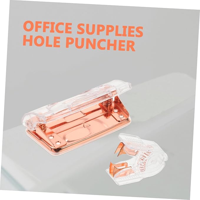 TEHAUX 5sets Portable Office Hole Punch and Staple Remover Set Rose Gold Design Performance for Everyday Use for Organizing Documents Includes Stapler Remover