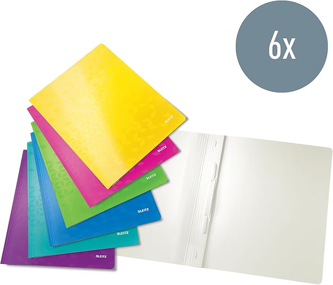 Leitz 30011099 Wow A4 Flat File - Assorted Colours, Pack of 6
