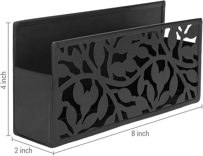 MyGift Black Metal Magnetic Dry Erase Marker Holder for Whiteboard Markers and Accessories Storage Basket Organizer with Floral Cutout Design