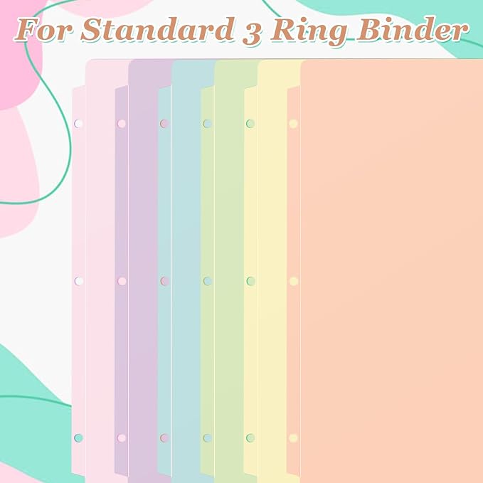 Kosiz 18 Pcs Binder Dividers for 3 Rings Binders Index Dividers with Pocket Plastics Sheets Protectors with Tab Labels for School Office Organization(Macaron Color)
