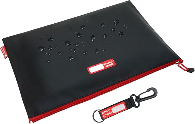 Rough Enough Important Document Storage Plastic File Folder Organizer Bag with Zipper 16 x 11 Inches Black Tarpaulin Water Repellent for Travel Office | 16 x 11 Inches, Organizer Holds 400+ A4/Legal Pages, YKK Zipper, Tarpaulin Water Repellent, Wipe Cl...