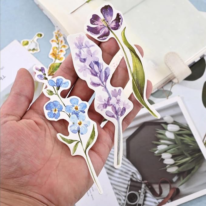 2 Boxes/60 PCS Colorful Flower Bookmark Flower-Shaped Bookmarks Paper Bookmarks for Book Lovers Men Women and Students 30 Styles