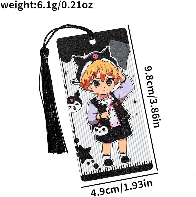 Anime Demon Kamado Acrylic Bookmark - Anime Tanjiron Zenitsu Giyuu Kyoujurou Figure Page Mark Reading Tool, Holiday Gifts for Reading Fans Book Lovers Bookworm (4PCS Set-2)
