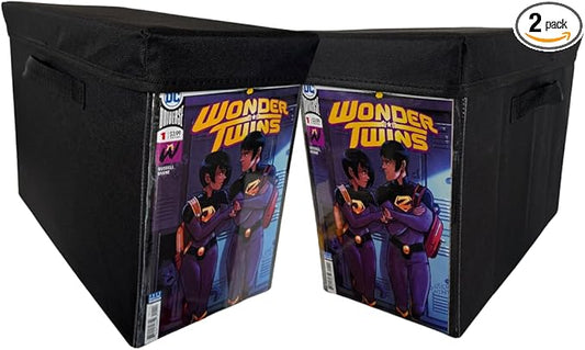 Comic Vision Comic Book Storage Box and Comic Book Display [Patent Pending] - Removeable, enclosed top - 2pack