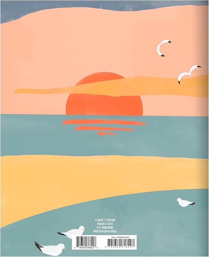 TF Publishing July 2026 - June 2027 Sunset & Seagulls Medium Monthly Planner - 12 Month Academic Planner 2026-2027 with 2-Page Spreads, Monthly Calendar Grids and Planning Prompts - 6.5 in x 8 in