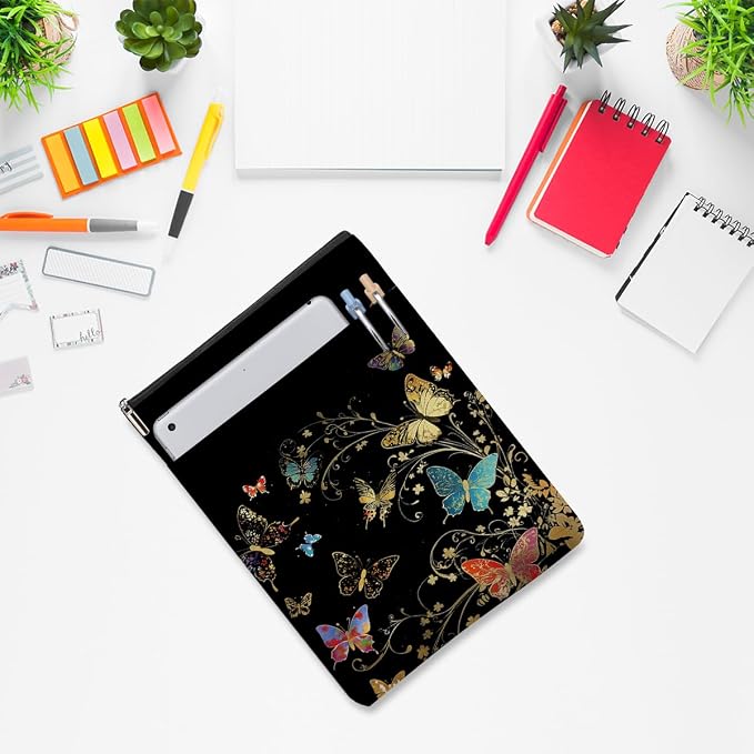 Butterfly Book Sleeve Books Lovers Gifts Aesthetic Book Cover Protector with Zipper and Front Pocket Books Pouch Accessories Bookish Gifts Butterfly Gift for Women Readers