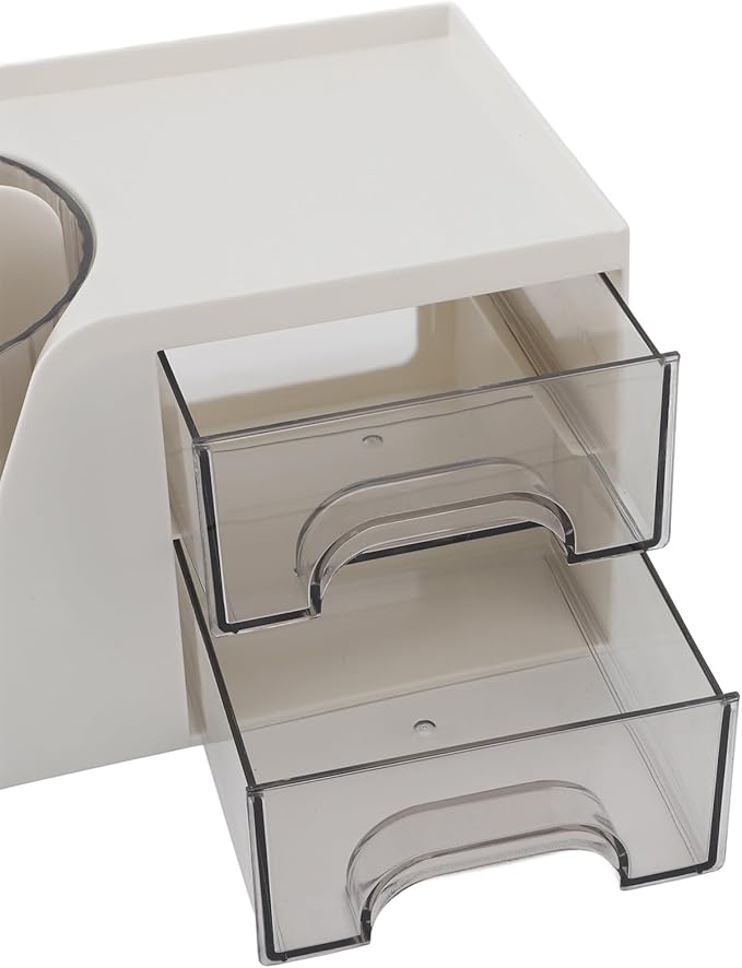 TOPINCN Desk Organizer, Desktop Stationery Organizer, Plastic Rotating Pen Holder Shelf, Ideal for Office Accessories and Small Items (White)