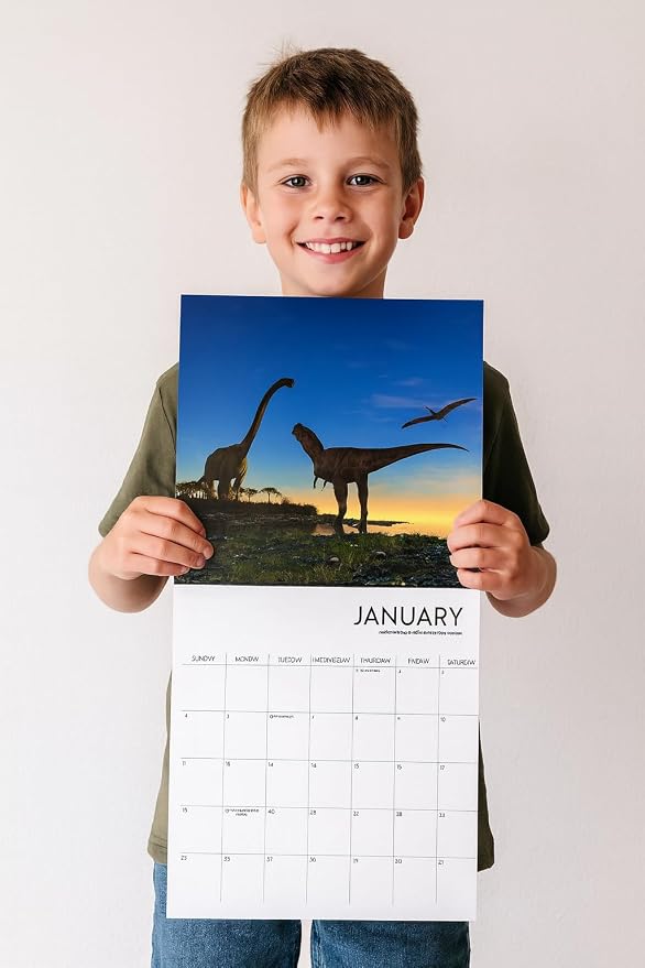 2026 Dinosaur Large Wall Calendar with Sticker Pack | Large 12" x 24" (Open) Wall Calendar 2026 | Gift for Dinosaur Lovers