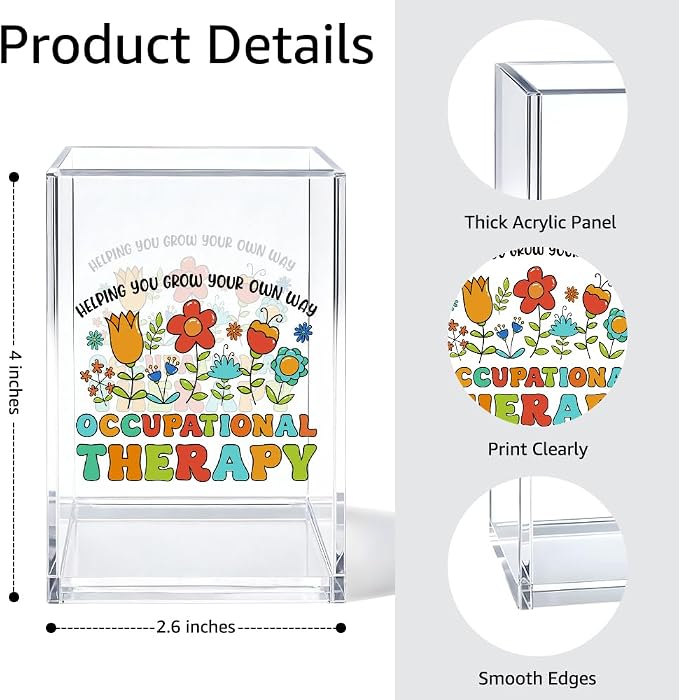 Occupational Therapy Acrylic Pen Holder Cosmetic Organizer, Funny OT Pencil Pen Holder for Desk, Desk Accessories OTA Graduation Gifts, Occupational Therapy Day Appreciation Gifts Organizer