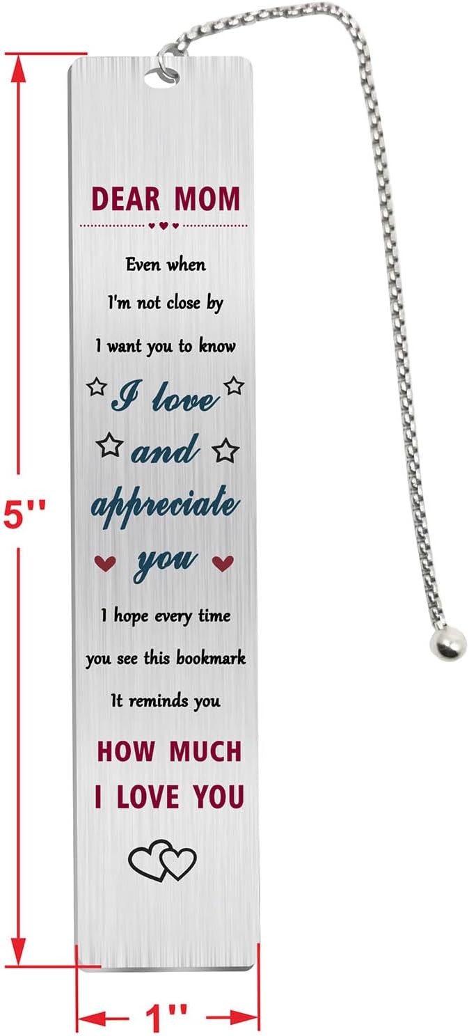 Jzxwan Bookmark Gifts for Mom, Happy Birthday Retirement Mom Bookmark, I Love My Mom Gifts from Daughter Son, Thank You Mother Present for Women