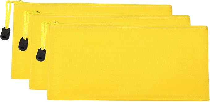 PATIKIL Waterproof Zipper File Bags, 3 Pack A6 Document Holders Pencil Pouch for Office, Yellow