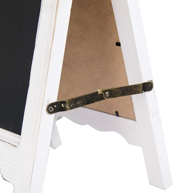 15 inch Mini Tabletop Wooden A-Frame Double-Sided Slate Chalkboard Sign Easel for Business (White)