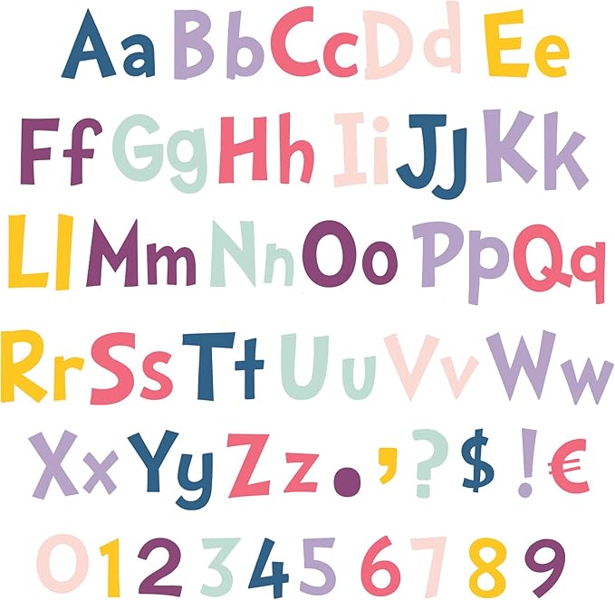 Tenare 268 Pcs Large Bulletin Board Letters 5 Inch Alphabet Combo Set, Chalkboard Poster Letters Cutouts for Board Display Craft Home Wall Decor(Happy Day Color)